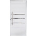 Porta De Alumínio Pivotante Branco Com Puxador E Friso Linha