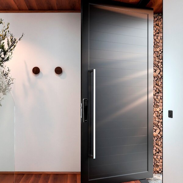 Porta De Alumínio Pivotante Com Fechadura Digital 268x130cm L