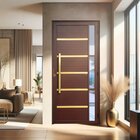 Porta De Aluminio Pivotante Lambril 210x100cm Com Puxador Sup