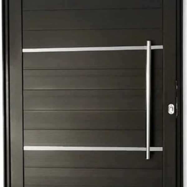 Porta De Aluminio Pivotante Lambril Frisos Com Puxador Linha