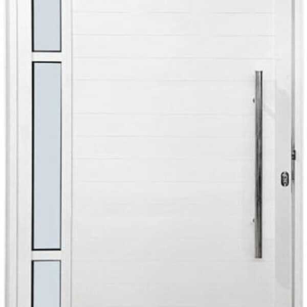 Porta De Aluminio Pivotante Lambril Visor Lateral Com Puxador