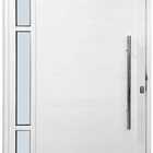 Porta De Aluminio Pivotante Lambril Visor Lateral Com Puxador