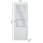 Porta de Alumínio Postico 210x80cm com 3 Vidros Lisos Linha S