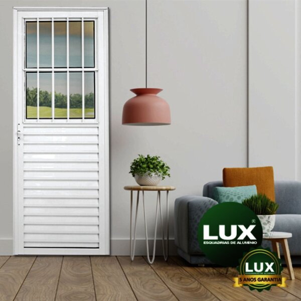 Porta De Alumínio Postigo 210x70cm Abertura Lado Direito 25 Plus Lux ...
