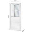 Porta de Alumínio Postigo 210x80cm com 2 Vidros Lisos Linha S