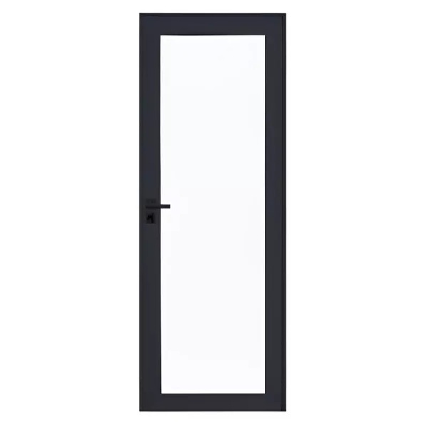 Porta De Alumínio Preto Com Vidro Inteiro 8mm Cmc Linha Elega