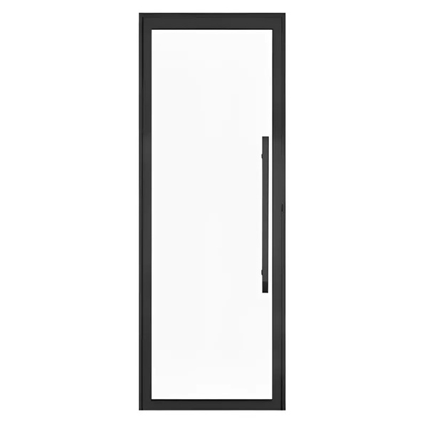 Porta De Alumínio Preto Com Vidro Inteiro 8mm E Pux. Cmc Eleg