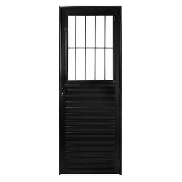 Porta De Alumínio Preto De Entrada Social Cmc Modular - Lado