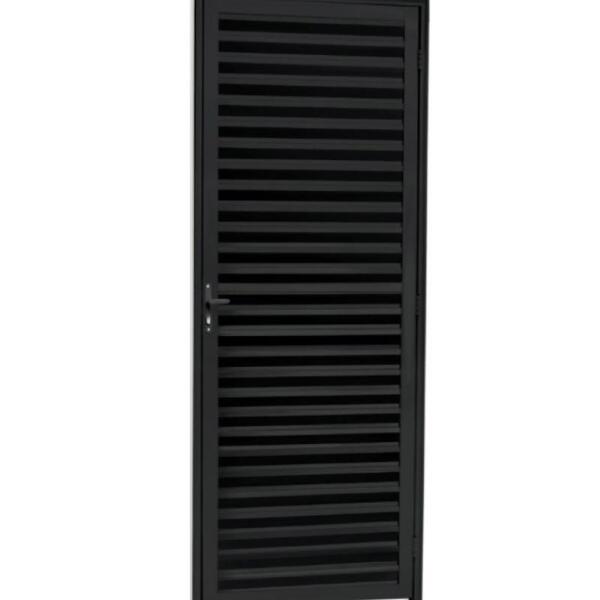 Porta De Alumínio Preto Veneziana Fit Direita - 210x80