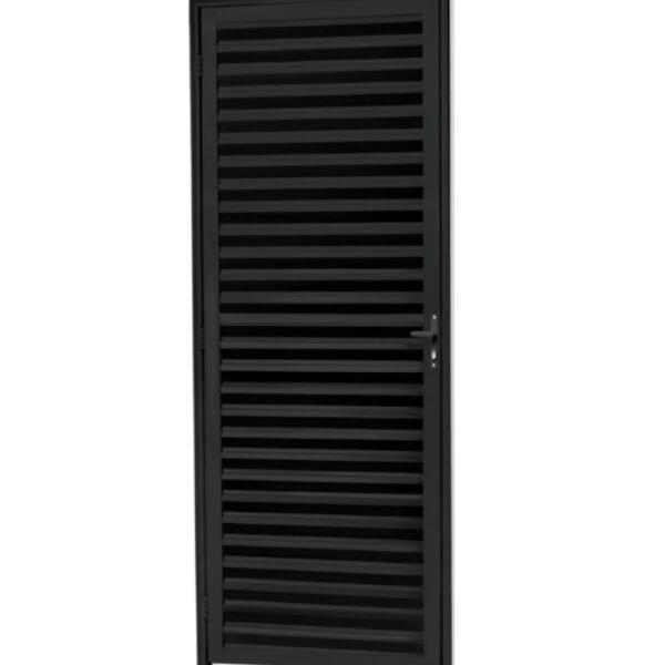 Porta De Alumínio Preto Veneziana Fit Esquerda - 210x80