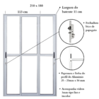 Porta De Alumínio Sacada 3 Folhas Móveis Branco Linha 25 Com