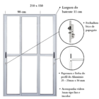 Porta De Alumínio Sacada 3 Folhas Móveis Branco Linha 25 Com