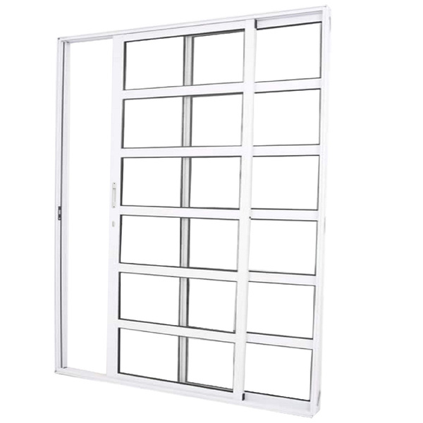 Porta De Alumínio Sacada Travessa 2 Folhas Branca Linha 25 Co