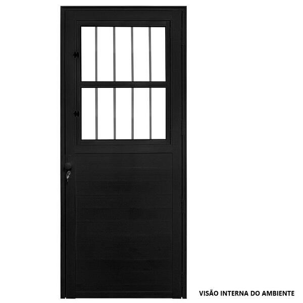 Porta De Alumínio Social Lambril Max Preto "e" 210x100