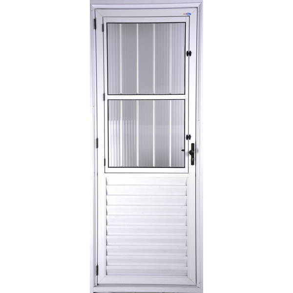 Porta De Alumínio Social Postigo 2,10 X 0,80 Direita Linha Al