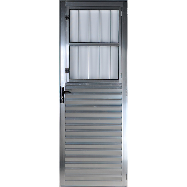 Porta De Alumínio Social Postigo 2,10 X 1,00  Direita Vidro M