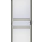 Porta De Alumínio Travessa Com Vidros Temperados Branca Direi