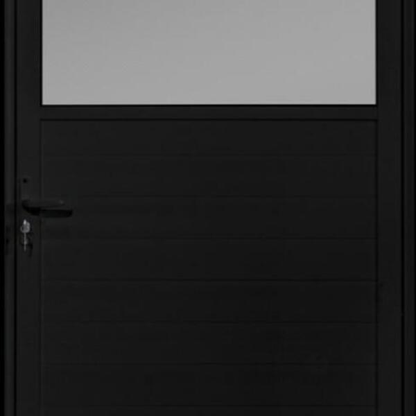 Porta De Alumínio Vidro Fixo Lambril Maxx Preto "d"  210x85