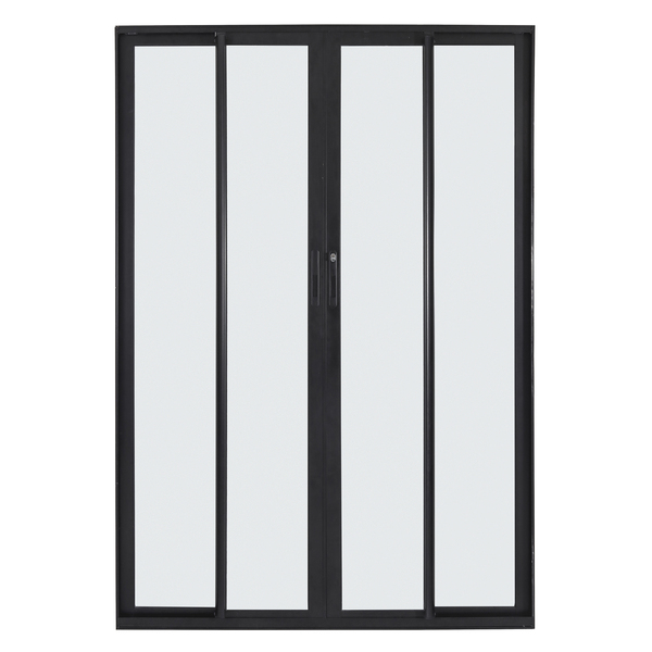 Porta de Correr 4 Folhas Alumínio Preto com Vidro Transparente 2,14x1,50m Linha Vivace Artens