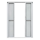 Porta de Correr Veneziana 6 Folhas Alumínio Pintado Branco com Vidro Transparente 2,14x2,00m Linha Vivace Artens