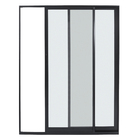 Porta de Correr 2 Folhas Alumínio Preto com Vidro Transparente 2,14x2,00m Linha Vivace Artens