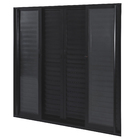 Porta Balcão de Correr 6 Folhas Alumínio Preto com Vidro Transparente 2,14x2,00m Linha Vivace Artens