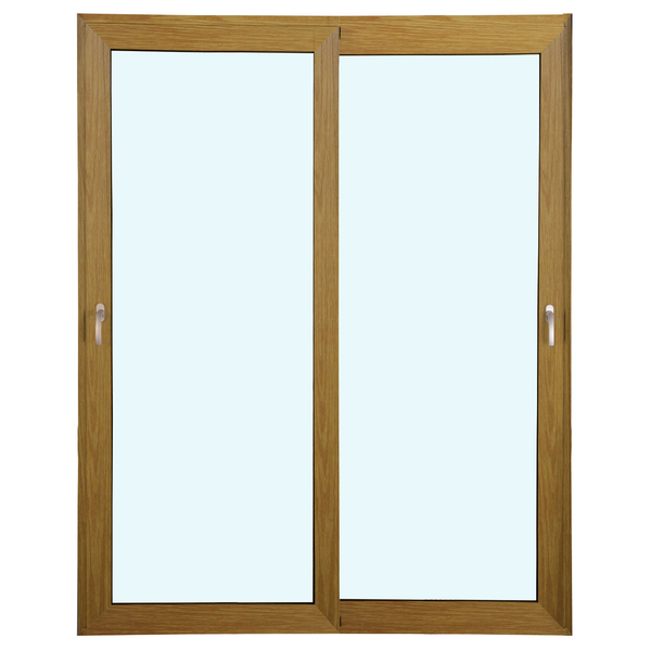 Porta de Correr 2 Folhas Alumínio Amadeirada com Fechadura Multiponto 2,15x1,50m Linha Veneza 3A Alumínio