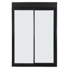 Porta Balcão de Correr com Persiana Blackout Alumínio Preto Vidro Transparente 2,35x1,60m Linha Vivace Artens
