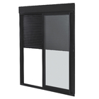 Porta Balcão de Correr com Persiana Blackout Alumínio Preto Vidro Transparente 2,35x1,60m Linha Vivace Artens