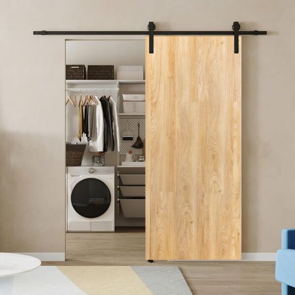 Porta De Correr 210x80 Kit Celeiro Preto