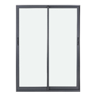 Porta Balcão de Correr 2 Folhas Alumínio Pintado Cinza com Vidro Transparente 2,14x1,60m Linha Vivace Artens