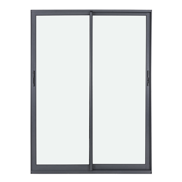 Porta Balcão de Correr 2 Folhas Alumínio Pintado Cinza com Vidro Transparente 2,14x1,60m Linha Vivace Artens