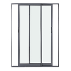 Porta Balcão de Correr 2 Folhas Alumínio Pintado Cinza com Vidro Transparente 2,14x1,60m Linha Vivace Artens