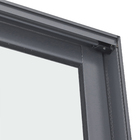 Porta Balcão de Correr 2 Folhas Alumínio Pintado Cinza com Vidro Transparente 2,14x1,60m Linha Vivace Artens