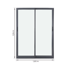 Porta Balcão de Correr 2 Folhas Alumínio Pintado Cinza com Vidro Transparente 2,14x1,60m Linha Vivace Artens