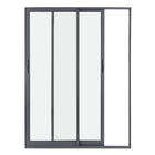 Porta Balcão de Correr 2 Folhas Alumínio Pintado Cinza com Vidro Transparente 2,14x1,60m Linha Vivace Artens