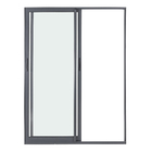 Porta Balcão de Correr 2 Folhas Alumínio Pintado Cinza com Vidro Transparente 2,14x1,60m Linha Vivace Artens