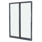 Porta Balcão de Correr 2 Folhas Alumínio Pintado Cinza com Vidro Transparente 2,14x1,60m Linha Vivace Artens