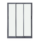 Porta Balcão de Correr 3 Folhas Alumínio Pintado Cinza com Vidro Transparente 2,14x1,50m Linha Vivace Artens