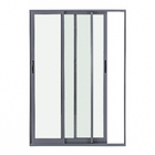 Porta Balcão de Correr 3 Folhas Alumínio Pintado Cinza com Vidro Transparente 2,14x1,50m Linha Vivace Artens