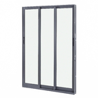 Porta Balcão de Correr 3 Folhas Alumínio Pintado Cinza com Vidro Transparente 2,14x2,00m Linha Vivace Artens