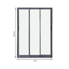 Porta Balcão de Correr 3 Folhas Alumínio Pintado Cinza com Vidro Transparente 2,14x2,00m Linha Vivace Artens