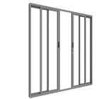 Porta De Correr 4 Folhas Alumínio Grafite Com Vidro Temperado