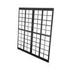 Porta de Correr 4 Folhas Quadriculada Alumínio Pintado Preto Abertura Central 2,10x2,00m Linha Palace Líder