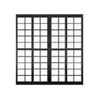 Porta de Correr 4 Folhas Quadriculada Alumínio Pintado Preto Abertura Central 2,10x2,00m Linha Palace Líder