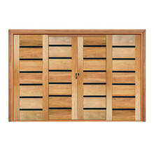 Porta De Correr  Friso Preto 4 Folhas Em Madeira Maciã§a Cedr