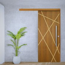 Porta De Correr Agatha Trilho Embutir Puxador Barra Chata 800