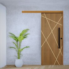 Porta De Correr Agatha Trilho Embutir Puxador Tubolar 800 Mm