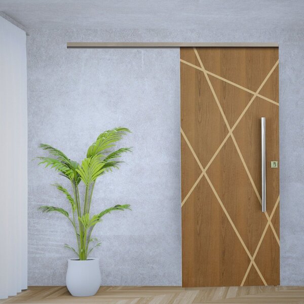 Porta De Correr Agatha Trilho Vision Puxador Tubolar 800 Mm 1