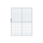 Porta de Correr 2 Folhas Quadriculada Alumínio Pintado Branco Lado Direito 2,10x1,60m Linha Palace Líder